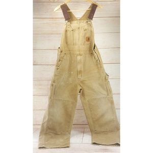 Carhartt Men Overalls Double Knee Work Pants Tan Beige Cotton Size 36x30 VTG